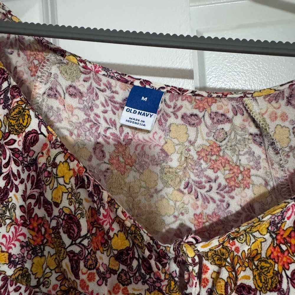 Old Navy Floral Midi Dress in Pink, Yellow, and Burgundy - Picture 2 of 5